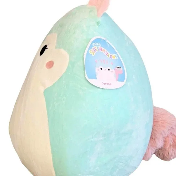 Squishmallow Serene Squirrel 16 Plush Jumbo Teal Blue White BAM